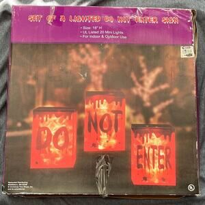 Halloween Decoration Set of 3 Sign Mini Lights Size 18" H " DO NOT ENTER"